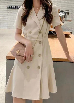 Double Breasted Fitted Waist Slim Fit Dress