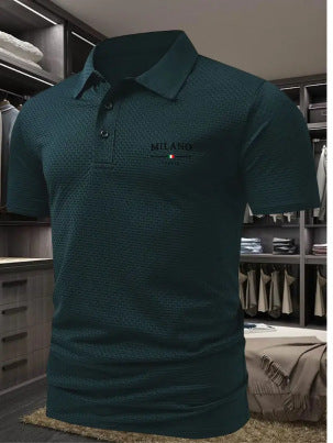 Men's Printed Short-sleeved Lapel Shirt Polo