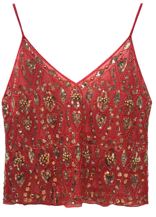 Heavy Embroidery Sequins Vest Shiny Small Sling