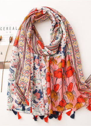 Japanese Style Artistic Cotton and Linen Scarf Bohemian Cashew