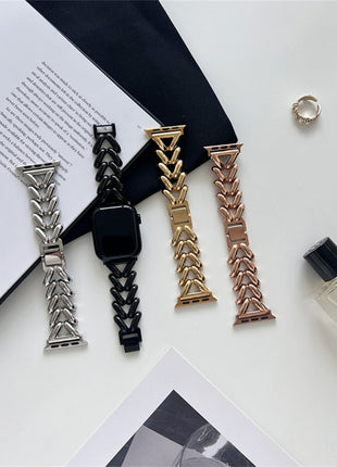 Suitable For Apple Watch Single Row V Chain Denim Chain Metal Watch Band