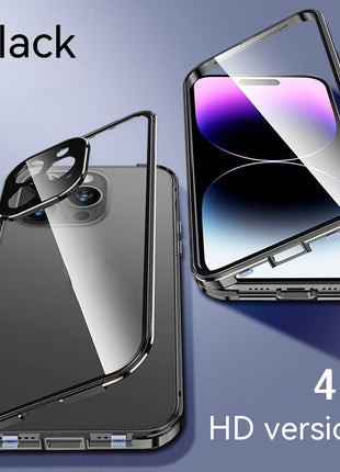 iPhone 13/14/15 Peep-Proof Magnetic Double-Sided Glass Case with Buckle