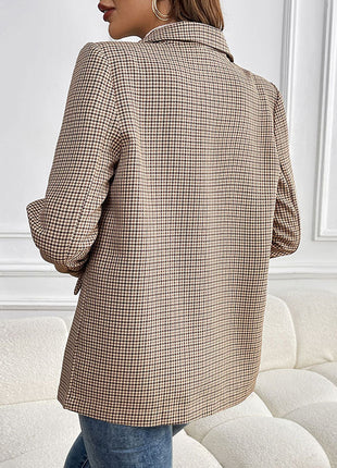 Suit One Button Houndstooth Suit Jacket