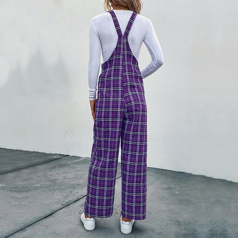 Plaid Straps Jumpsuit