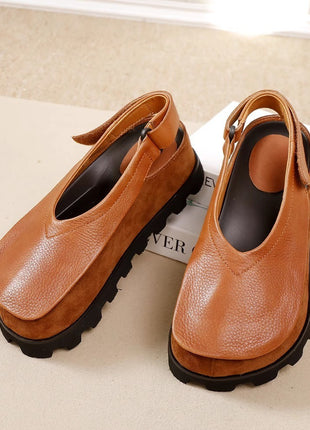 Thick-soled Leather Toe Box Soft Bottom Platform Sandals
