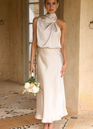 Sleeveless Halter Neck Dress