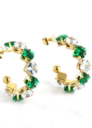 Stainless Steel Zircon Rhinestone Earrings