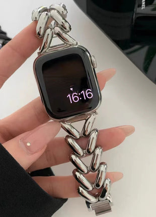 Suitable For Apple Watch Single Row V Chain Denim Chain Metal Watch Band