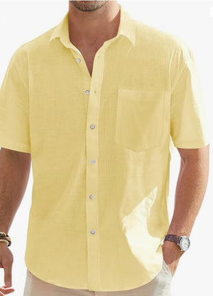 Cotton And Linen Short Sleeve Shirt