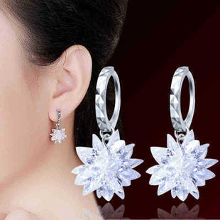 Beauty white crystal 925 Silver Earrings