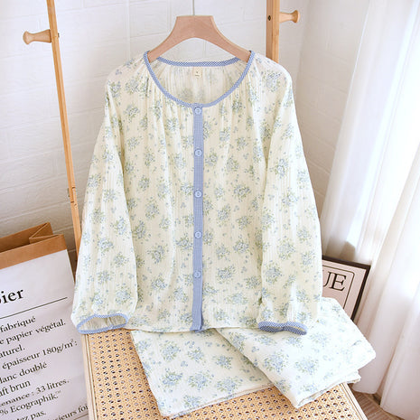 Cotton Floral Sweet Long-sleeved Trousers Pyjamas Suit