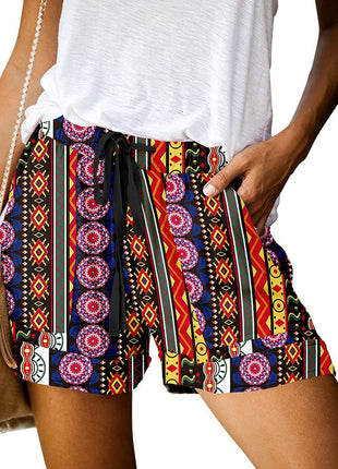 Printed High Waist Straight Shorts