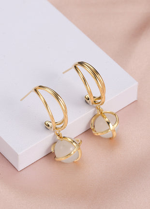 Opal crescent Stud Earrings