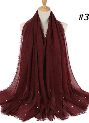 Cotton and linen crumpled monochrome scarf