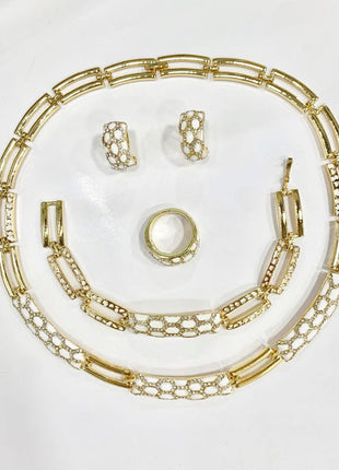 Korean Diamond Necklace, Bracelet, Ring & Earring set