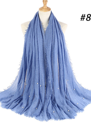 Cotton and linen crumpled monochrome scarf