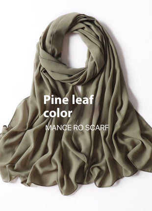 Pure Color Pearl Chiffon Scarf Headcloth Veil Chiffon Scarf