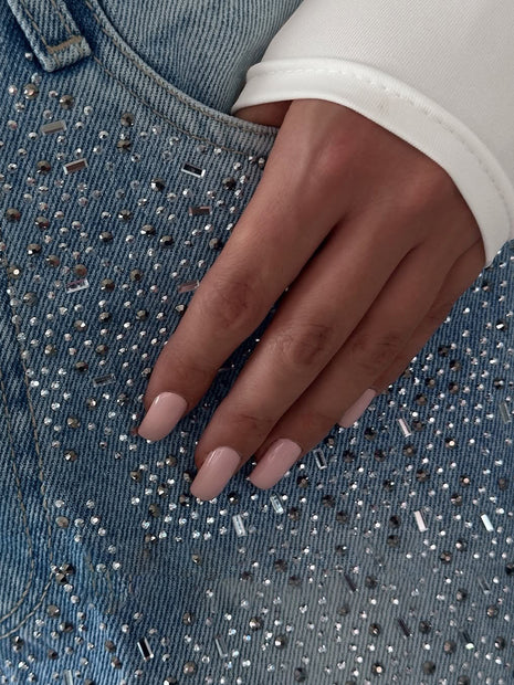 Denim Irregular Rhinestone Jeans