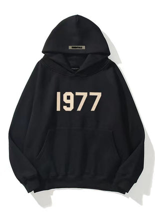 Fashion High Street Loose Fleece-lined 1977 Hoodies