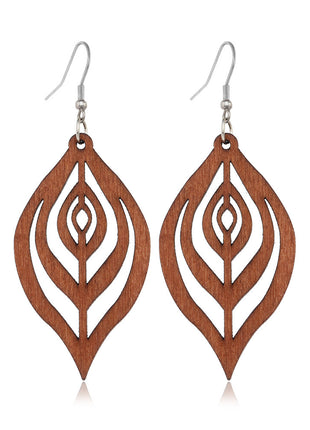 Wood Hollow Stud Earrings