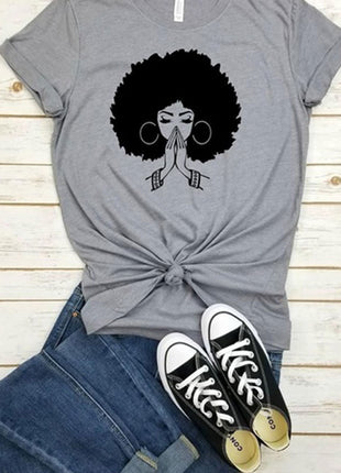Afro Lady Graphic Casual T-Shirt