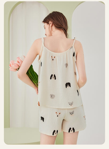 Pure Cotton Double-layer Gauze Pyjamas Set