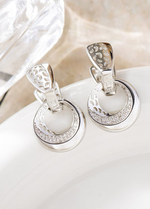 Luxury Natural Zircon Hollow Round Moon Earrings