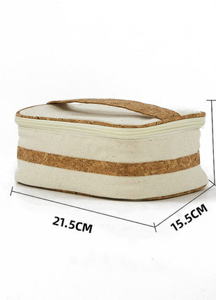 Wood Grain Travel Cotton Canvas Organizing Makeup Bag