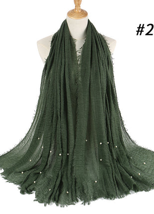 Cotton and linen crumpled monochrome scarf