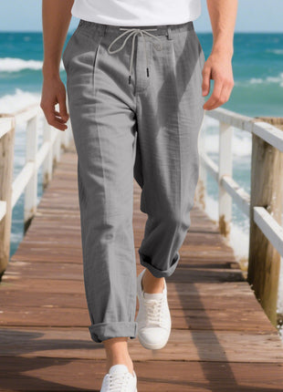 American Linen Men's Casual Pants Summer Loose Straight