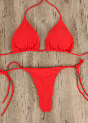 Halter Neck Tie Bikini Ladies Split Tie Swimsuit