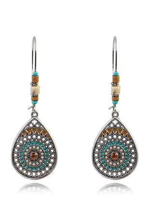 Hollow Teardrop Alloy Enamel Earrings