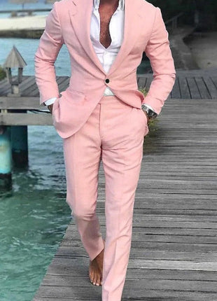 Men's Solid Color Casual Fashion Suit Pants Suit