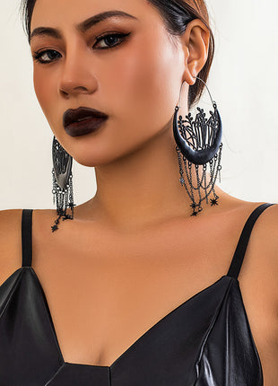 Halloween Flower Hollow Tassel Stud Earrings