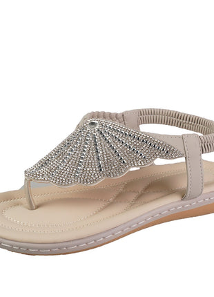 Rhinestone Shell Flip-Flops Sandals
