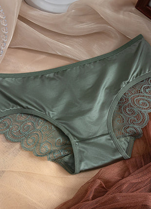 Lace Pansy Cross Strap Breathable Low Waist Briefs