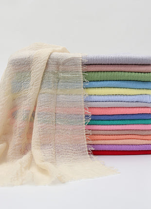 Pure Color Pleated Cotton Scarf Cotton And Linen Scarf