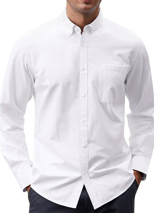 Solid Color Oxford Long Sleeve Button Shirt