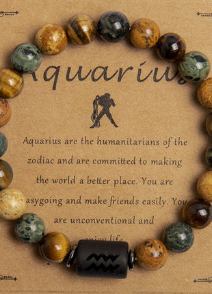 Natural Tiger Eye Zodiac Beaded Bracelet