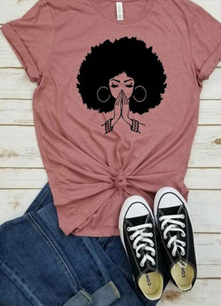Afro Lady Graphic Casual T-Shirt