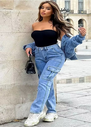 Cargo Multi-pocket Wide-leg Casual Jeans