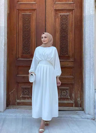 Solid Color Drawstring Sleeve Abaya