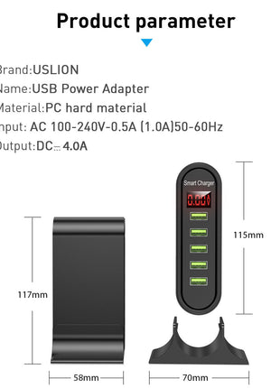 USB Five-Port Smart Charger