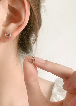 S925 Sweet Cutout Love Screw Ear Studs