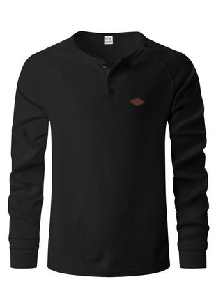 Waffle Buckle Quick-drying Raglan Henry Long Sleeve