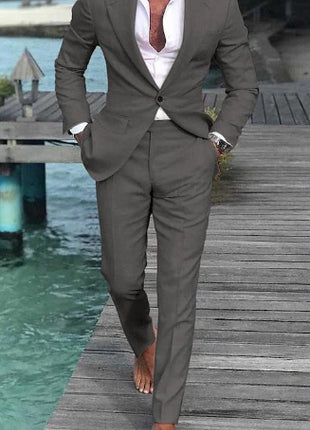 Men's Solid Color Casual Fashion Suit Pants Suit