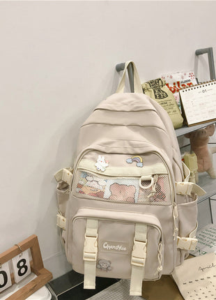 Cute Contrast Color Preppy Casual Nylon Backpack
