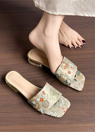 Outdoor Leather Square Toe Mule