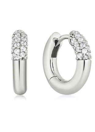 Sterling Silver Needle Street Fashion Geometry Pattern Round Rhinestone Earrings