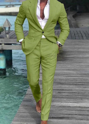 Men's Solid Color Casual Fashion Suit Pants Suit